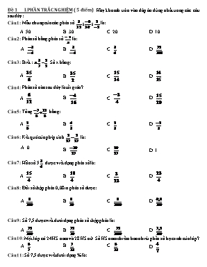 Bộ đề ôn thi học kỳ 2 môn Toán Lớp 6